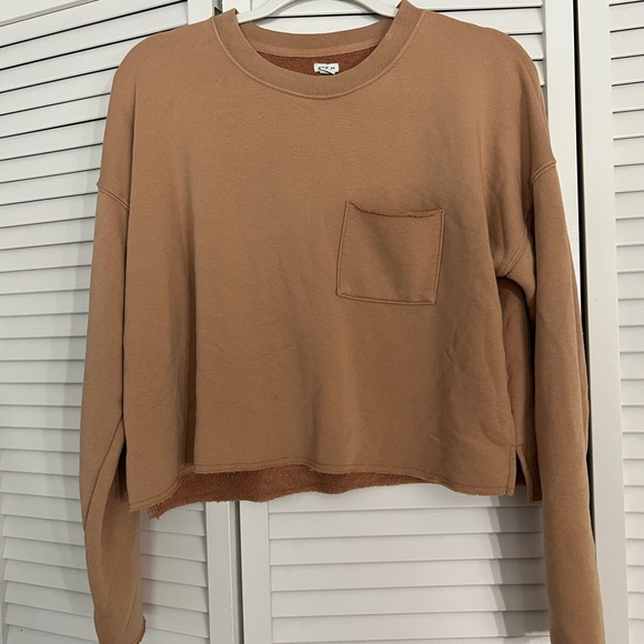 Aerie Cropped Sweatshirt Neutral Minimalist Normcore Sz M - Picture 2 of 3